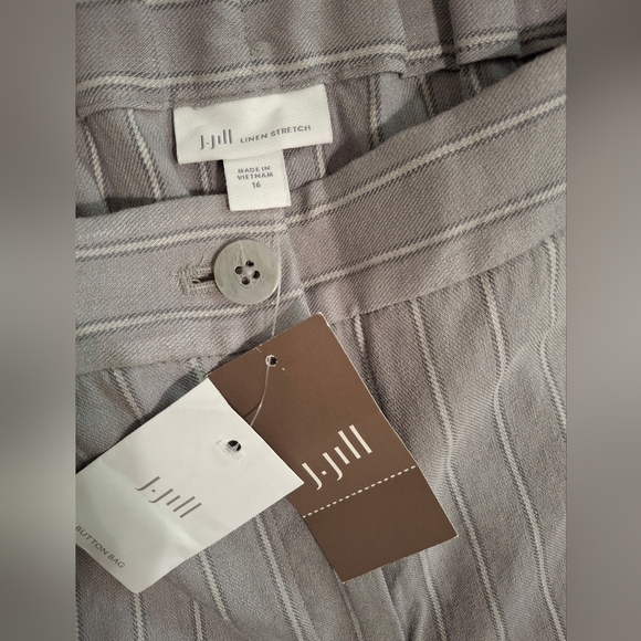 NWT Linen J. Jill Womens Stretch PantsCrop Grey Stripe - Picture 6 of 10